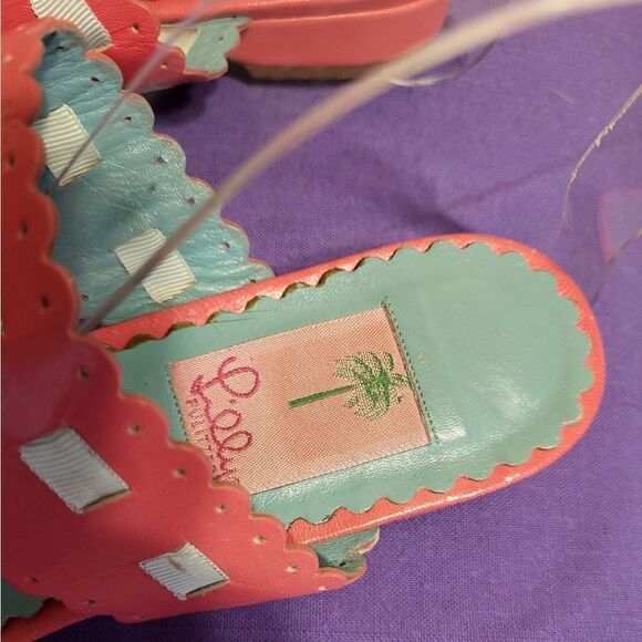 Lilly Pulitzer Pink Leather Wide Thong Slip-On Sandals Sz.6.5 Ret $148 - Picture 3 of 6